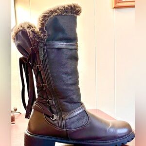 Totes fur lined calf height boots